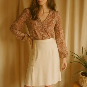 Vintage Addenda by Renown Cream Button Detail Skirt XS/S